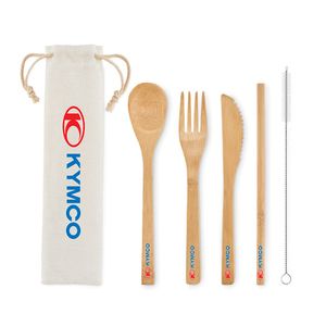 SETSTRAW Talheres em bambu com palhinha