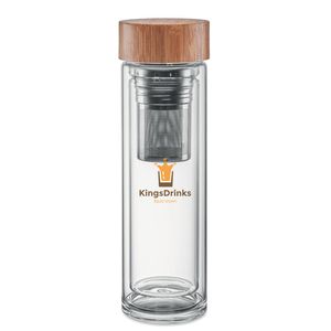 BATUMI GLASS Elegant Double Wall Glass Bottle with Infuser 420ml