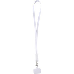 Lanyard de plástico reciclado para smartphone com cabo de sincronização de dados e carregamento rápido de 65 W, 5 em 1, integrado "Franz" - EgotierPro 124447