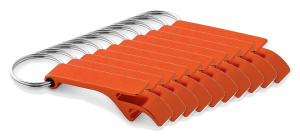 Pack de 10 Egotier 93151 - Porta-chaves em alumínio com abre-cápsulas