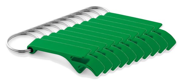 Pack de 10 Egotier 93151 - Porta-chaves em alumínio com abre-cápsulas