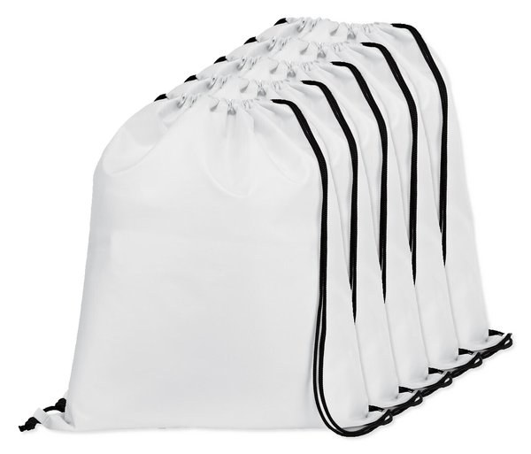 Pack de 5 Egotier 92910 - Saco tipo mochila em 210D com cordões em preto
