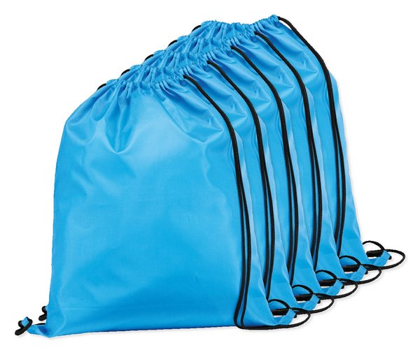 Pack de 5 Egotier 92910 - Saco tipo mochila em 210D com cordões em preto