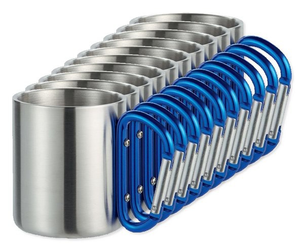 Pack de 100 GiftRetail MO8313 - TRUMBO Caneca metal asa mosquetão