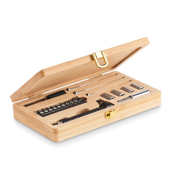 GALLAWAY Set ferramentas em caixa bambu - GiftRetail MO6496