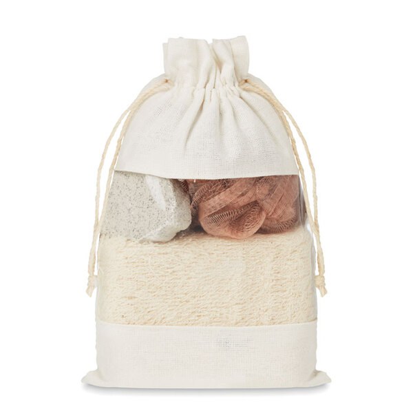 CUIDA SET Set de banho em bolsa algodão - GiftRetail MO9872