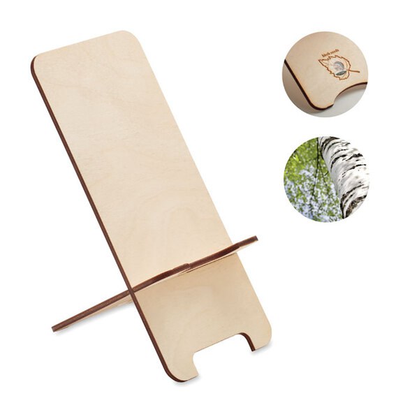 GROUW STAND Suporte de telefone de bétula - GiftRetail MO6690