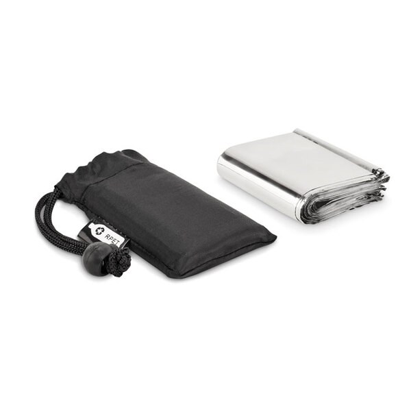 HELP Compact Emergency Blanket with RPET Pouch - GiftRetail MO6726