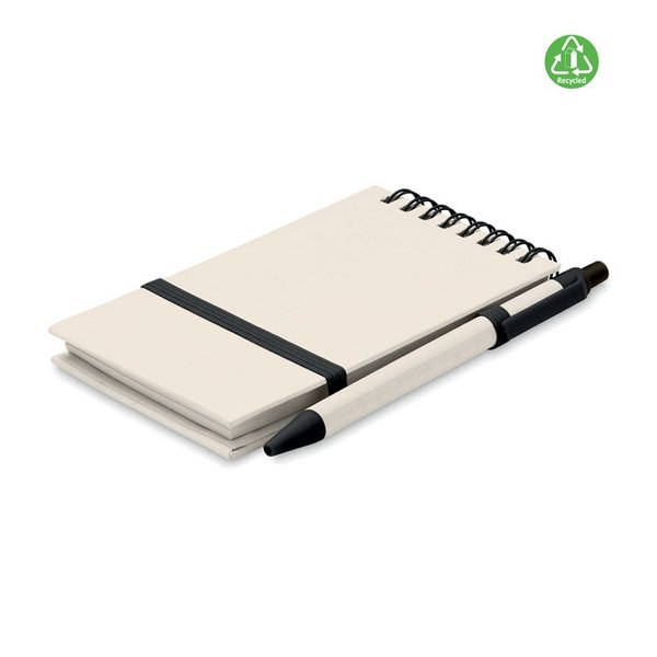 MITO SET Set bloco A6 espiral reciclado - GiftRetail MO6837