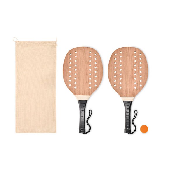 PALAS Rozenhout strand tennis set - GiftRetail MO6846