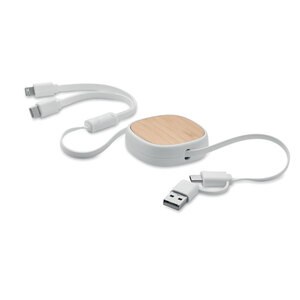 TOGOBAM Multi-USB Retractable Charging Cable with Bamboo - GiftRetail MO2146