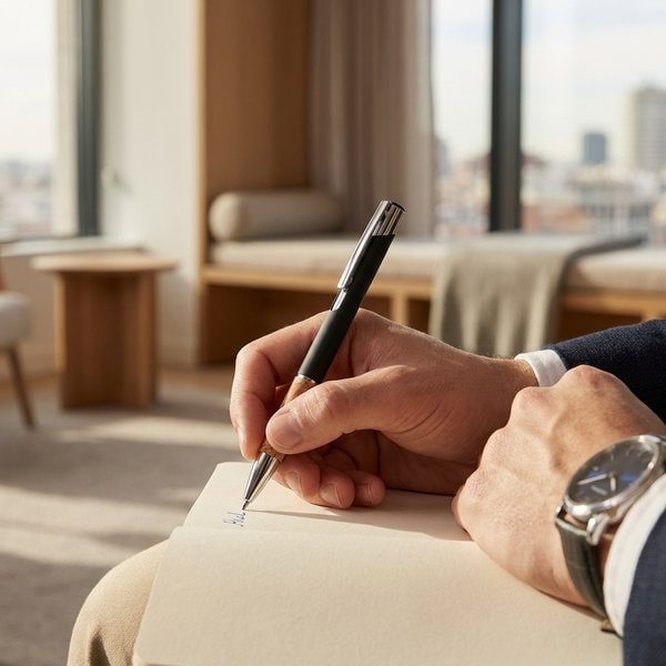 VERIA Elegant Aluminium Pen with Cork Grip and Blue Ink - GiftRetail MO2158