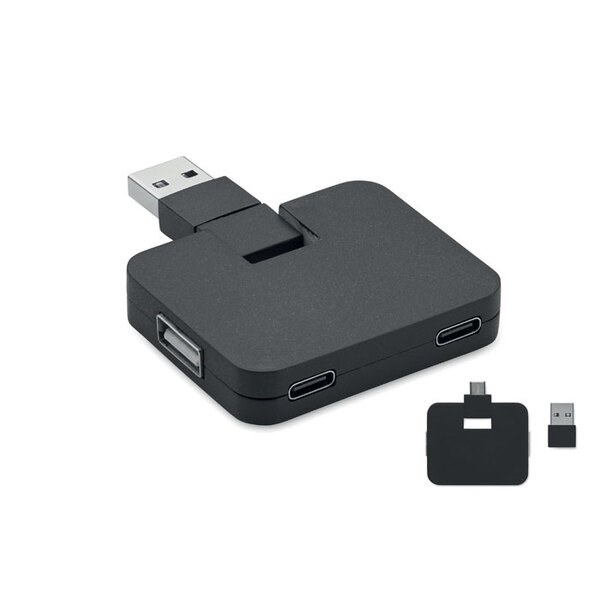 SQUARE-C Hub 4 portas USB 2.0 - GiftRetail MO2254