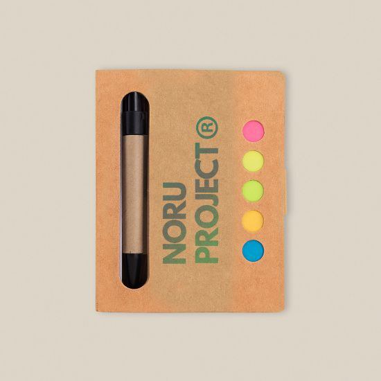 Cardboard Notebook with Sticky Notes & Pen NOTE