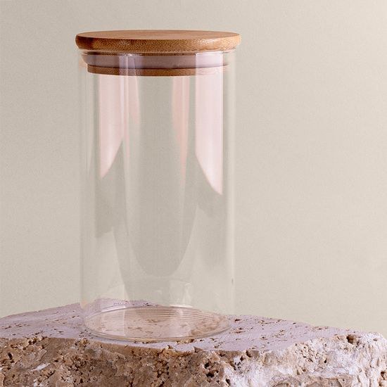Goya 50644 - Borosilicate Glass Jar with Bamboo Lid, 650ml PRASE
