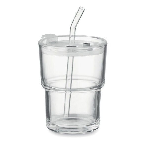 SIP Copo de vidro com palhinha 400ml - GiftRetail MO2502