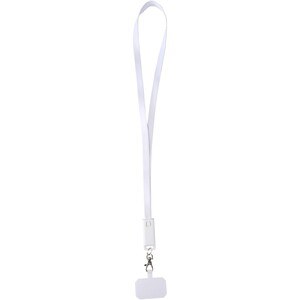 Lanyard de plástico reciclado para smartphone com cabo de sincronização de dados e carregamento rápido de 65 W, 5 em 1, integrado "Franz" - EgotierPro 124447