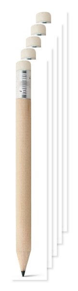 Pack de 5 Egotier 91759 - Mini lápis com borracha e dureza HB