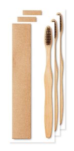 Pack de 3 GiftRetail MO9877 - DENTOBRUSH Escova de dentes em bambu