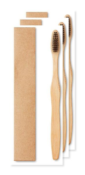 Pack of 30 GiftRetail MO9877 - DENTOBRUSH Eco-Friendly Bamboo Toothbrush in Kraft Box