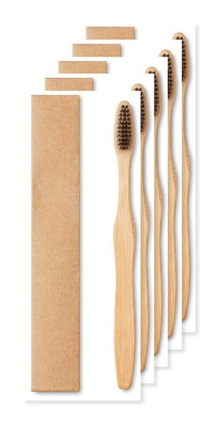 Pack de 50 GiftRetail MO9877 - DENTOBRUSH Escova de dentes em bambu