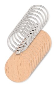 Pack de 100 GiftRetail MO9773 - TOTY WOOD Porta-chaves redondo madeira